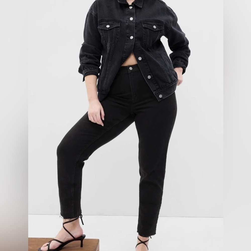 Gap Vintage Slim Mid Rise Raw Hem Straight Leg Stretch NWT Black Jeans 14 Tall